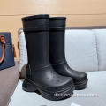 Lady Rubber Knie Boots Plattform Regenstiefel